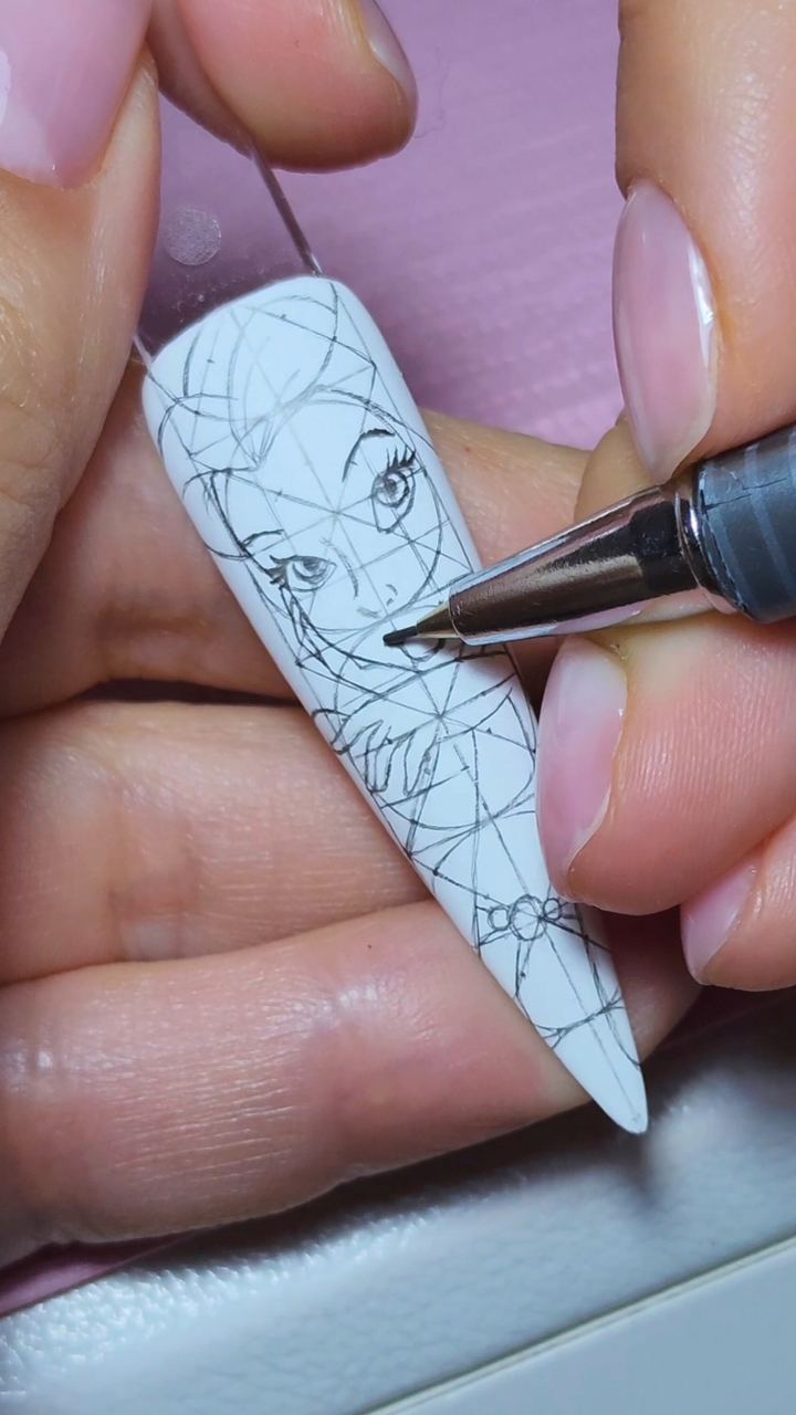 Grilla de parametrización dibujada a mano sobre el boceto